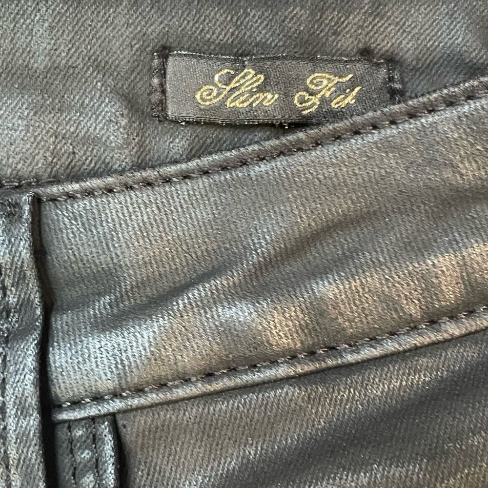 Zara Black Vegan Leather Y2K Moto Jeans Size 2 - Picture 10 of 10